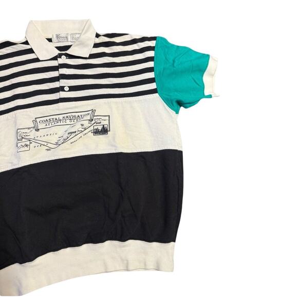 VTG KENNY ROGERS Color block Polo Shirt Men’s Sz M Cream Short Sleeves - Picture 6 of 8